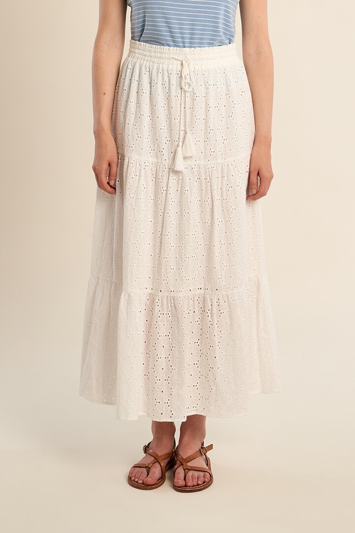 Long bohemian skirt, openwork White