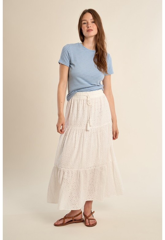 Long bohemian skirt, openwork White