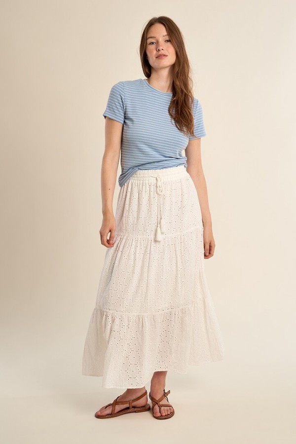 Long bohemian skirt, openwork White