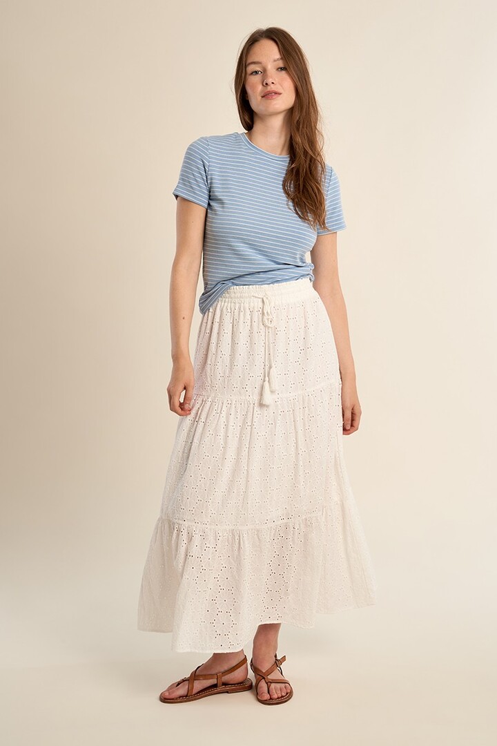 Long bohemian skirt, openwork White
