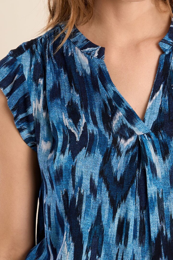Blouse top, printed Blue Indigo