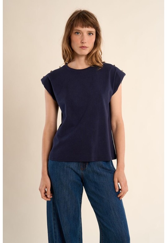 Epaulette T-shirt Navy Blue
