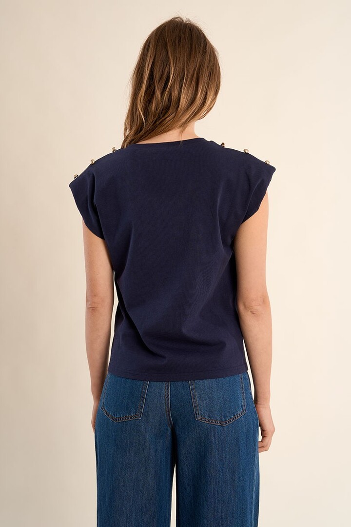 Epaulette T-shirt Navy Blue