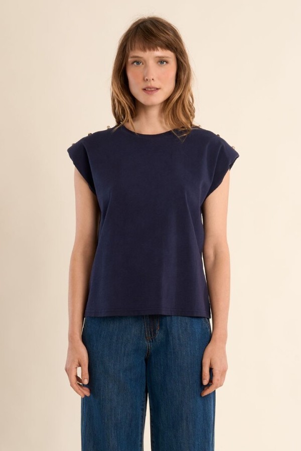 Epaulette T-shirt Navy Blue