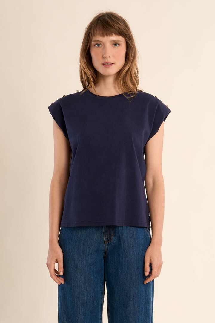 Epaulette T-shirt Navy Blue