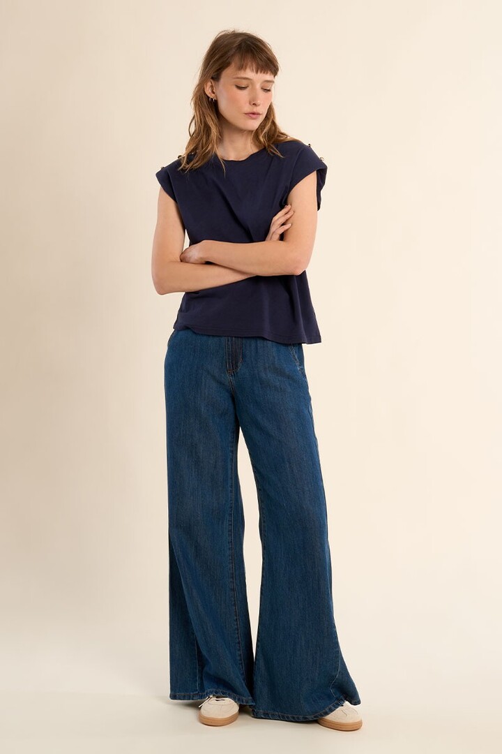 Epaulette T-shirt Navy Blue