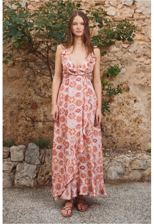 Long Dress Wallet, Printed Orange Melissa