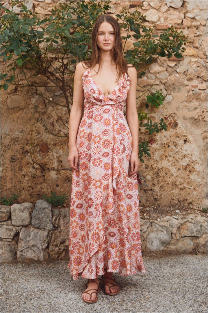 Long Dress Wallet, Printed Orange Melissa