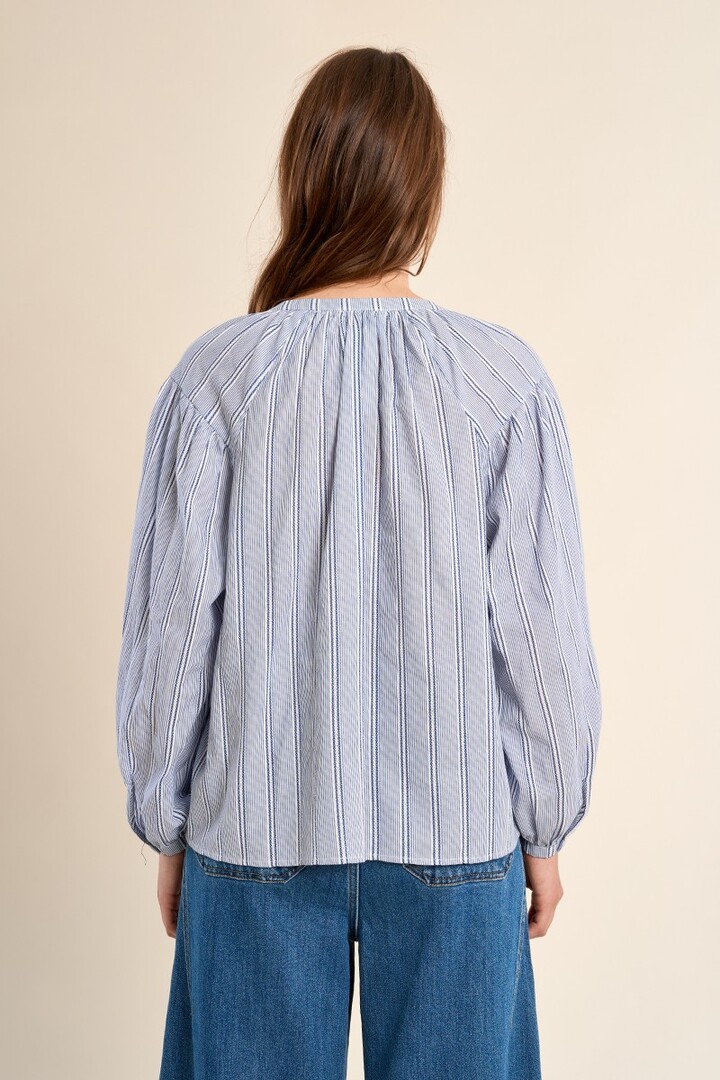 Cotton blouse, striped Blue