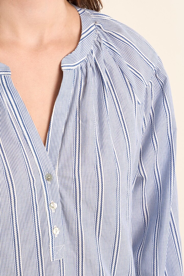 Cotton blouse, striped Blue