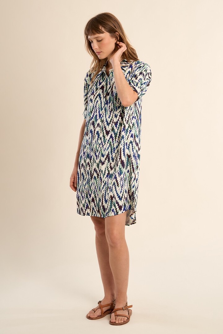 Short shirt dress, printed Blue Camille