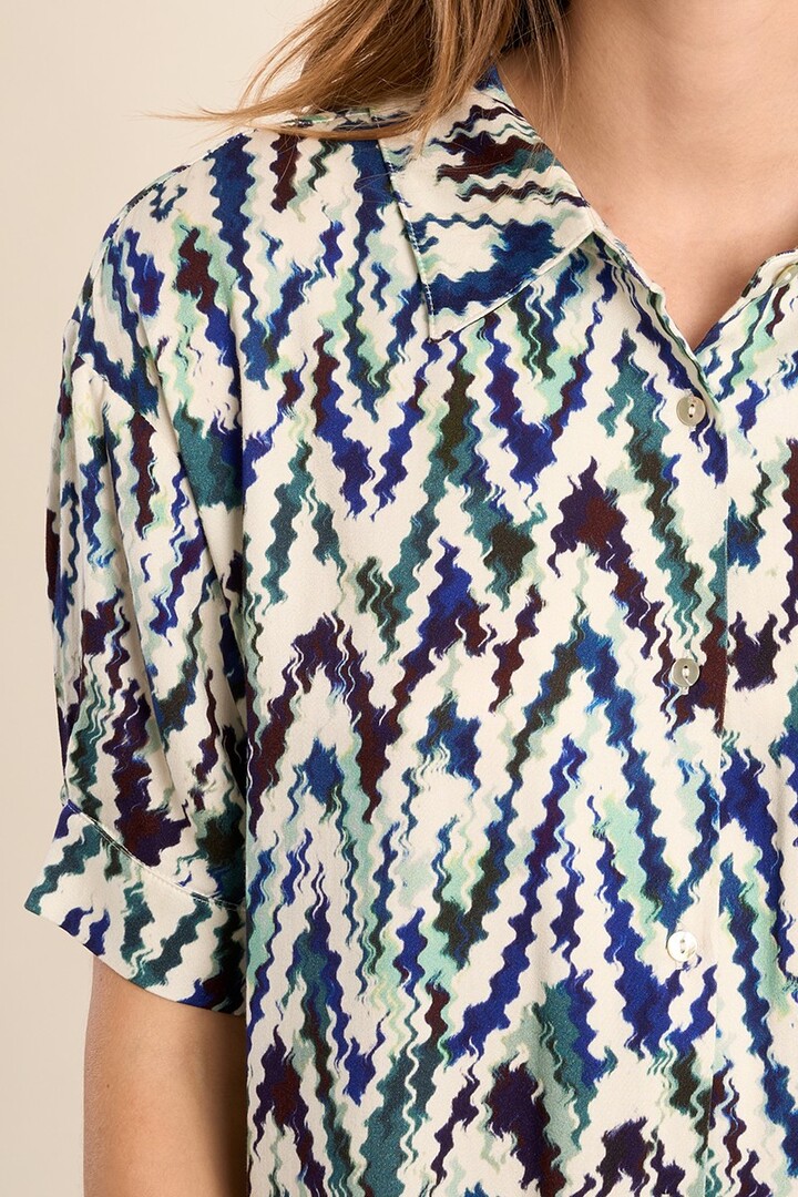 Short shirt dress, printed Blue Camille