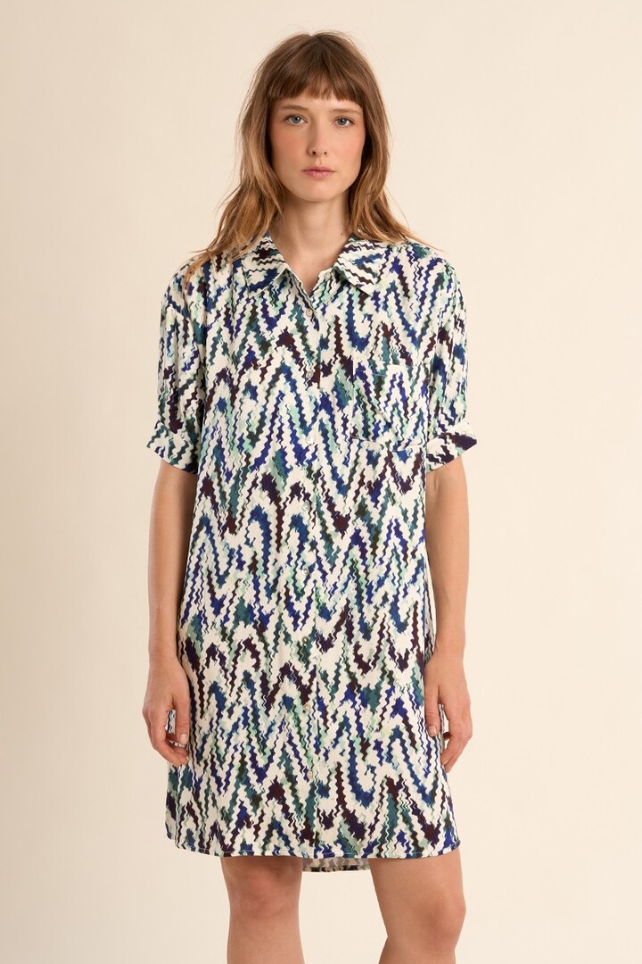 Short shirt dress, printed Blue Camille