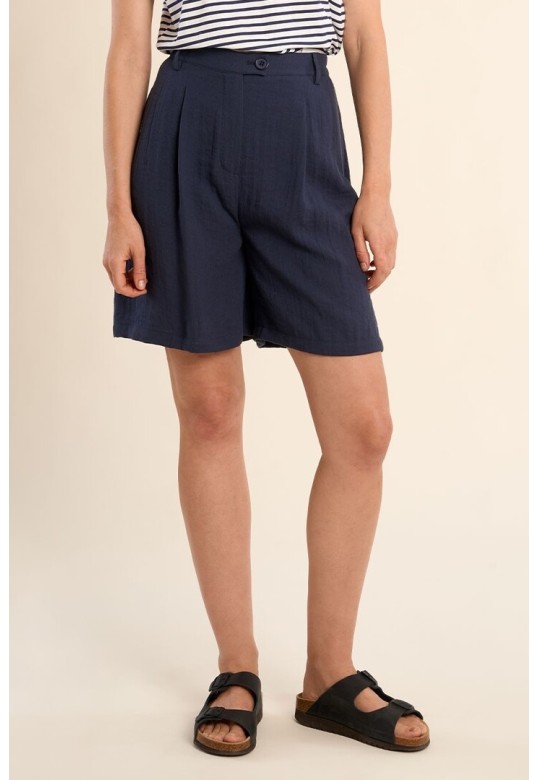High Waisted Blazer Shorts Navy Blue