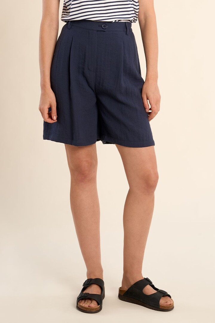 High Waisted Blazer Shorts Navy Blue