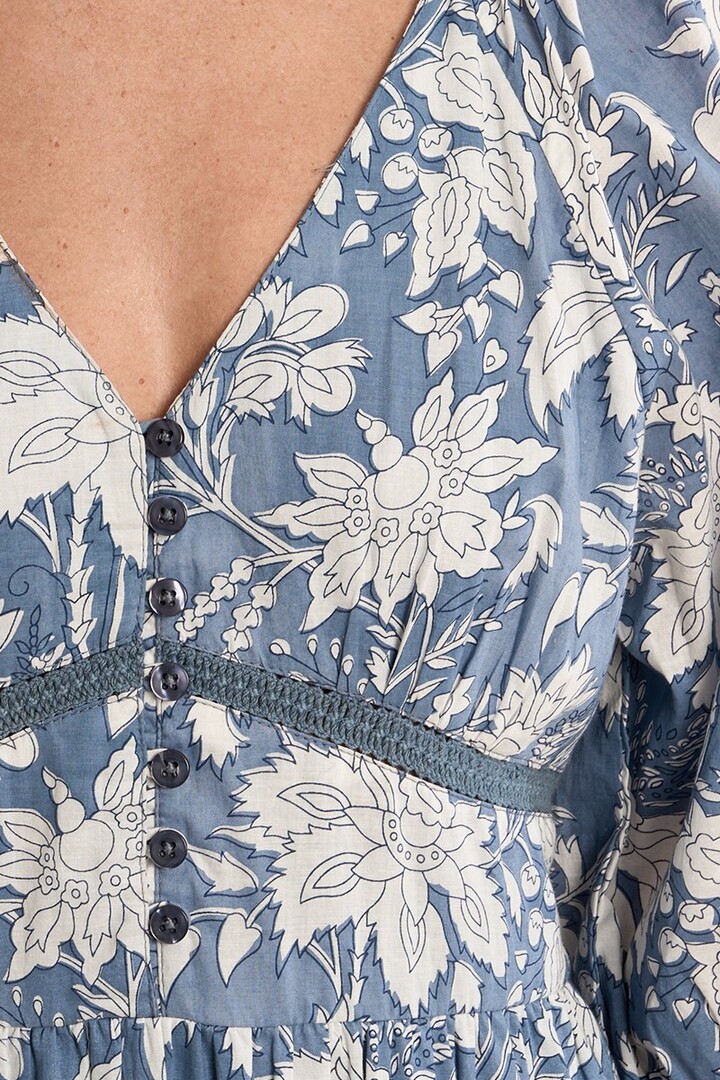 Long printed dress, in cotton Blue Diviya