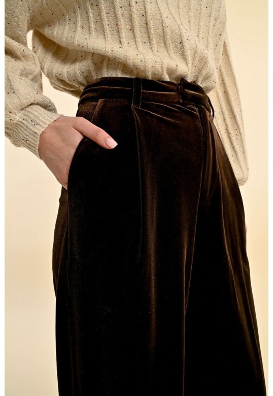 FLOWING VELVET PANNE PANTS CHOCOLATE