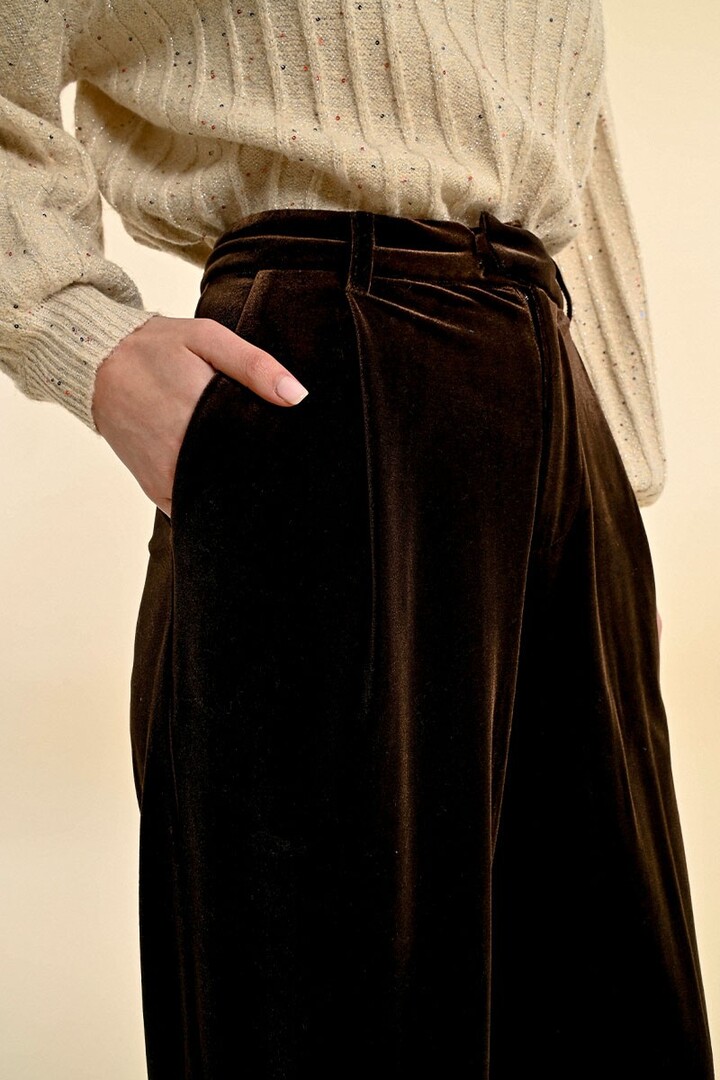 FLOWING VELVET PANNE PANTS CHOCOLATE