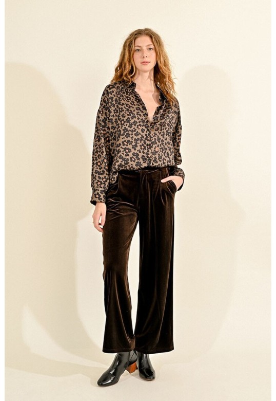 FLOWING VELVET PANNE PANTS CHOCOLATE