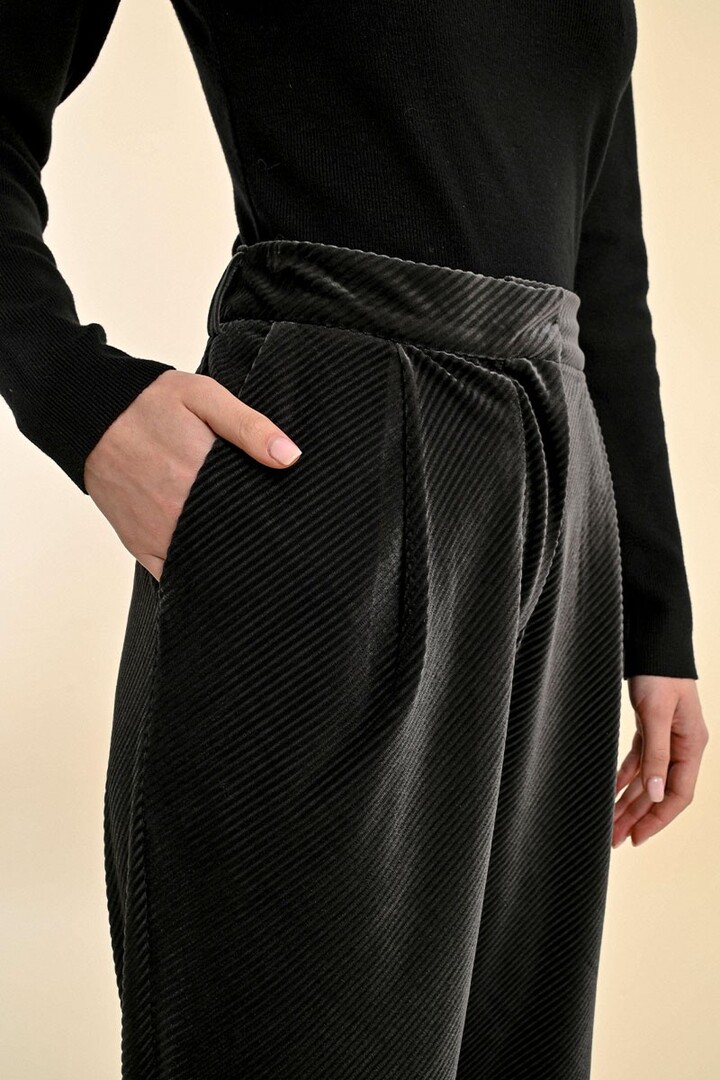 FLOWING VELVET PANTS DARK GREY