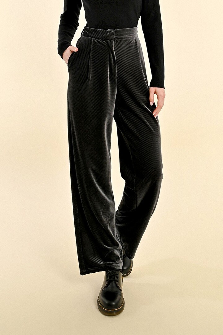 FLOWING VELVET PANTS DARK GREY