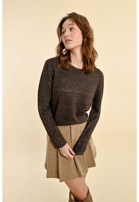 IRIDESCENT KNIT SWEATER CHOCOLATE