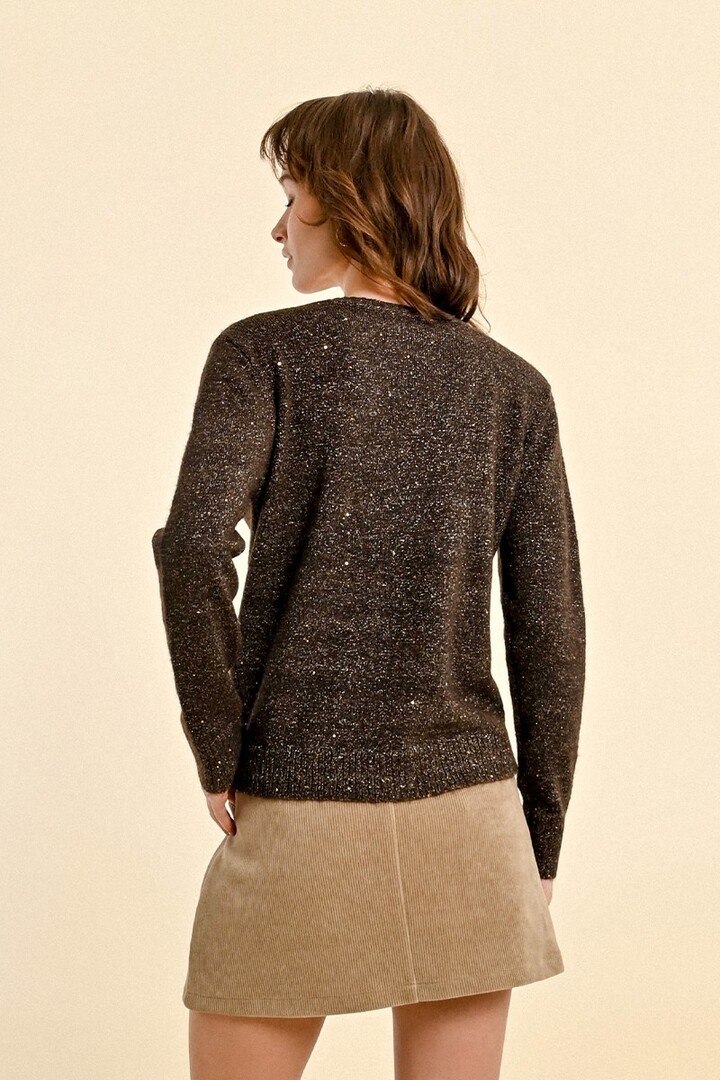 IRIDESCENT KNIT SWEATER CHOCOLATE