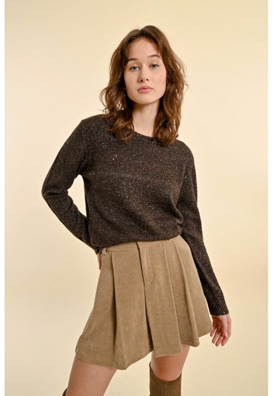 IRIDESCENT KNIT SWEATER CHOCOLATE