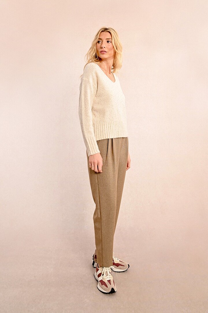 KNIT AND SEQUIN SWEATER OFFWHITE