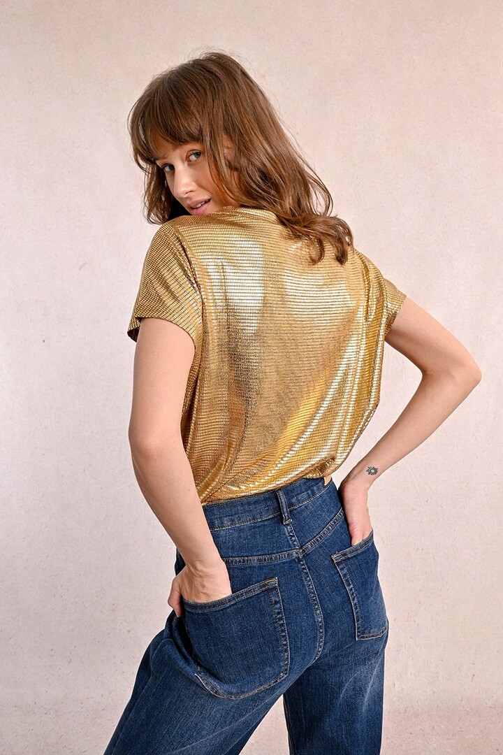 LAMÉ JERSEY T-SHIRT GOLD