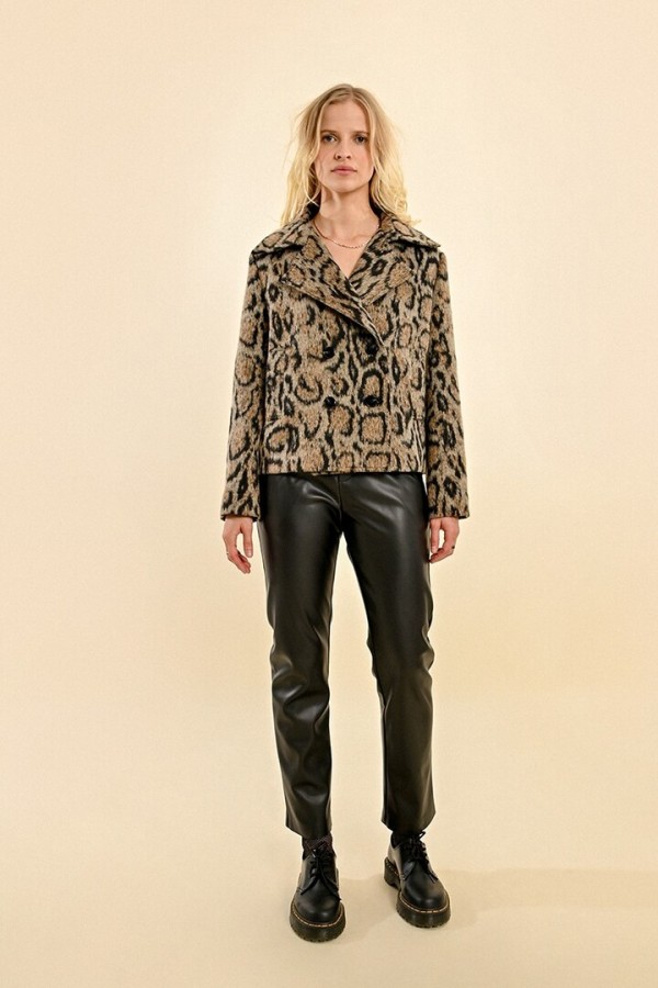 LEOPARD PALETOT JACKET BEIGE