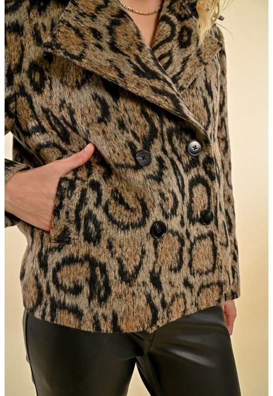 LEOPARD PALETOT JACKET BEIGE