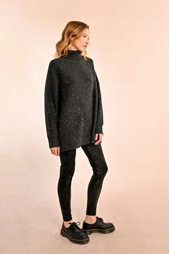 LOOSE SEQUINNED SWEATER ASH DARK GREY