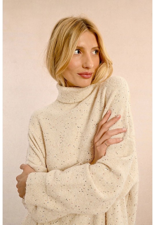 LOOSE SEQUINNED SWEATER ASH GOLDEN BEIGE