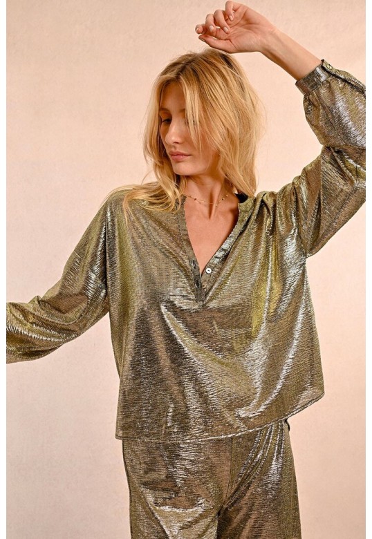 METALLIC TOP, TUNISIAN COLLAR GOLD