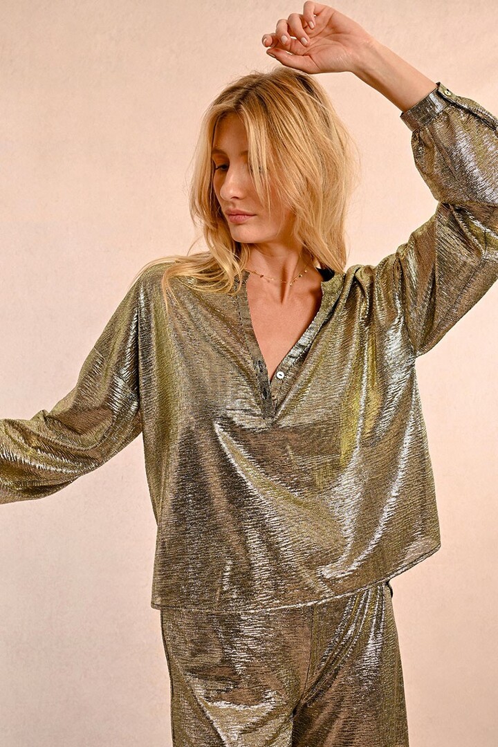 METALLIC TOP, TUNISIAN COLLAR GOLD