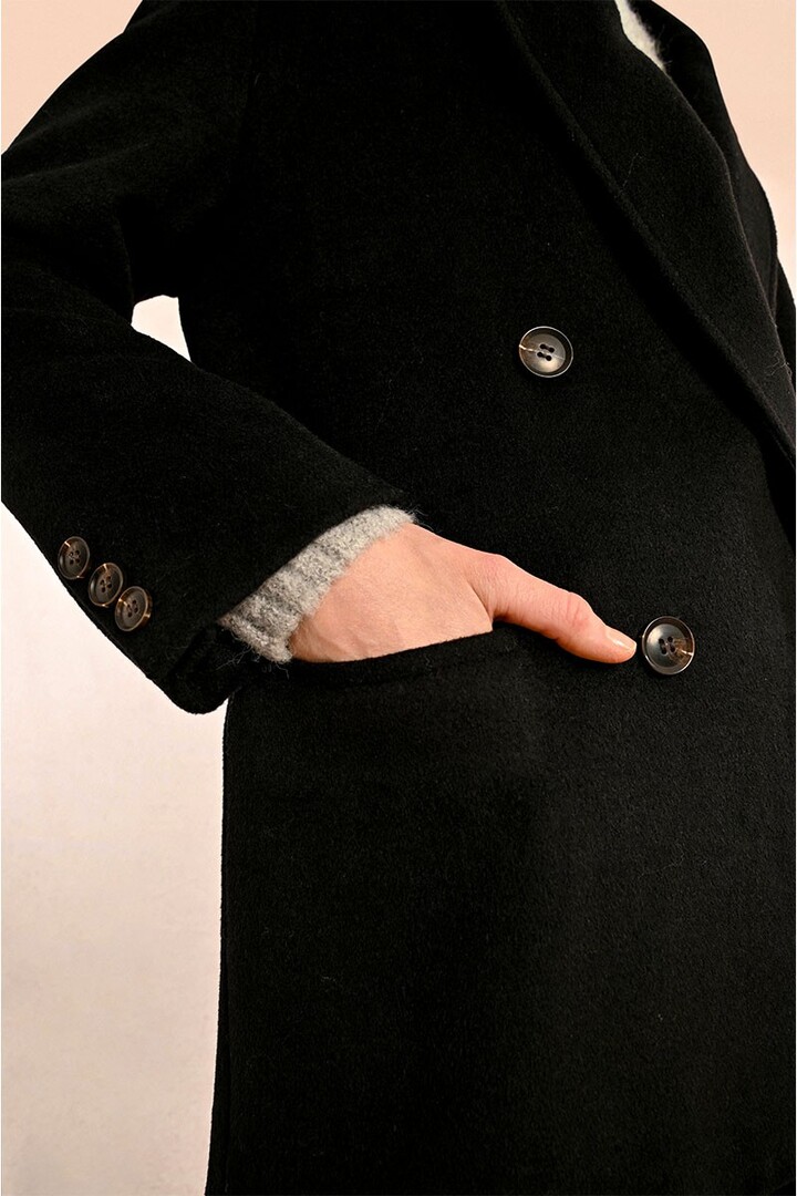 MID-LENGTH WOOL BLEND COAT BLACK