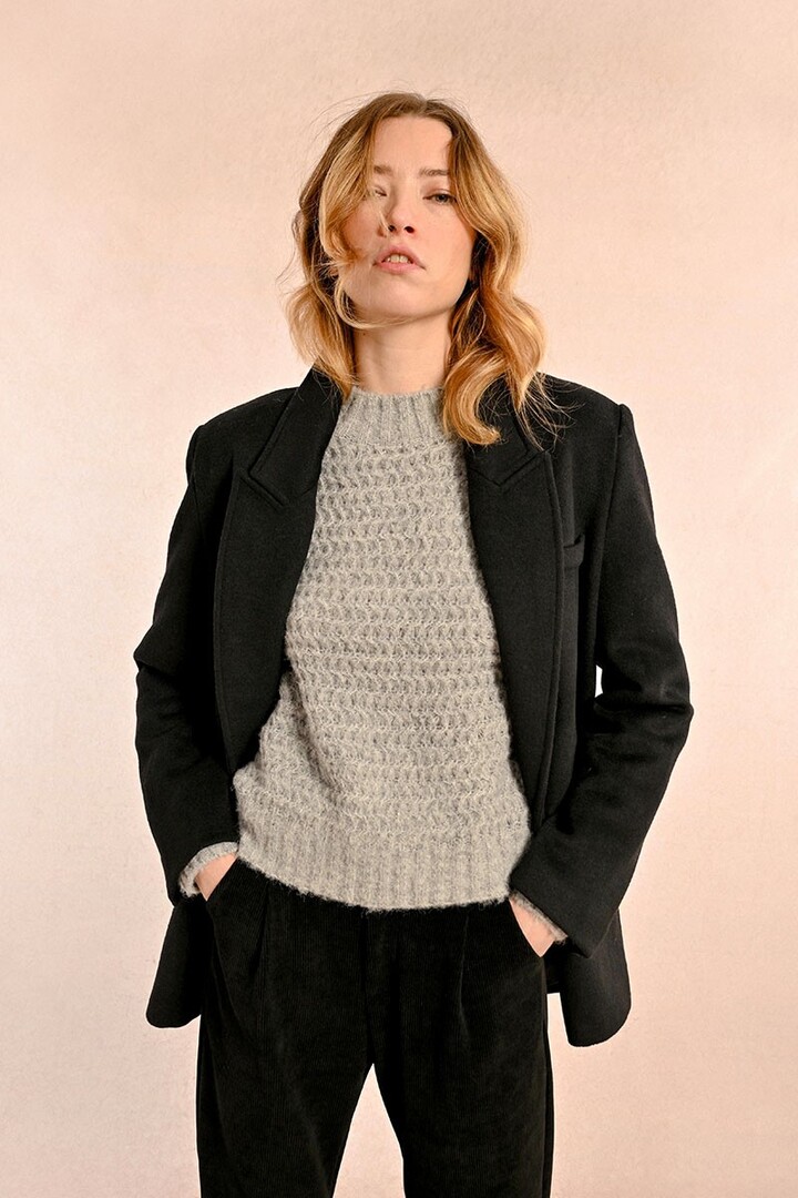 MID-LENGTH WOOL BLEND COAT BLACK