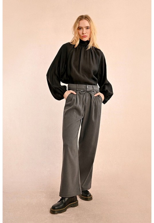 PLEATED PANTS DARK GREY