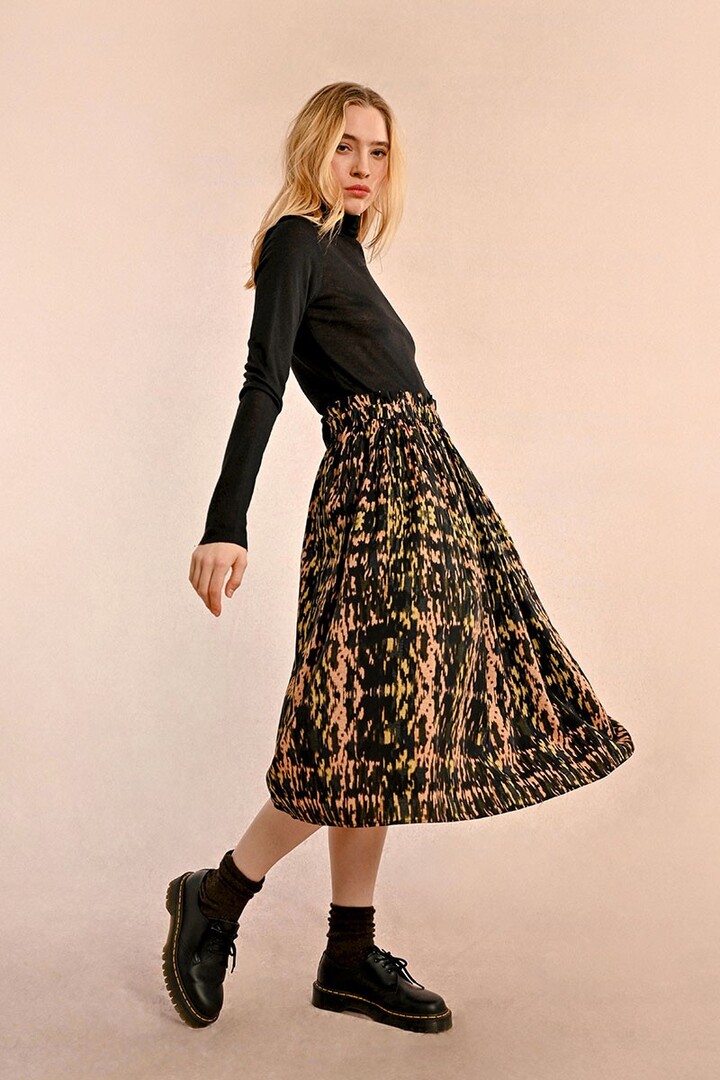 PRINTED MID-LENGTH SKIRT KHAKI LOONA