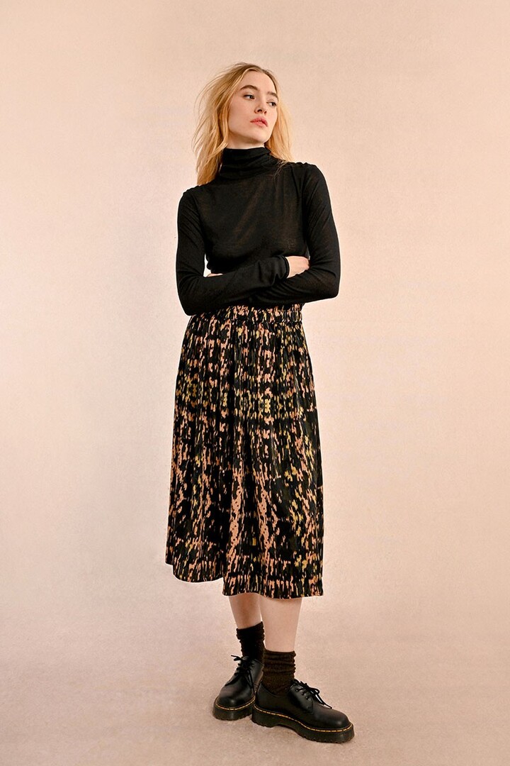 PRINTED MID-LENGTH SKIRT KHAKI LOONA