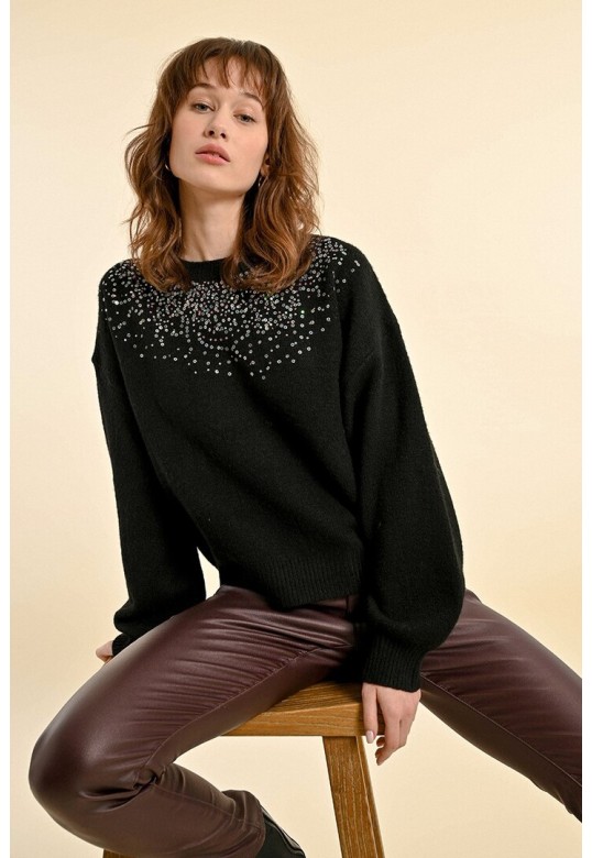 SWEATER WITH SEQUIN BLACK