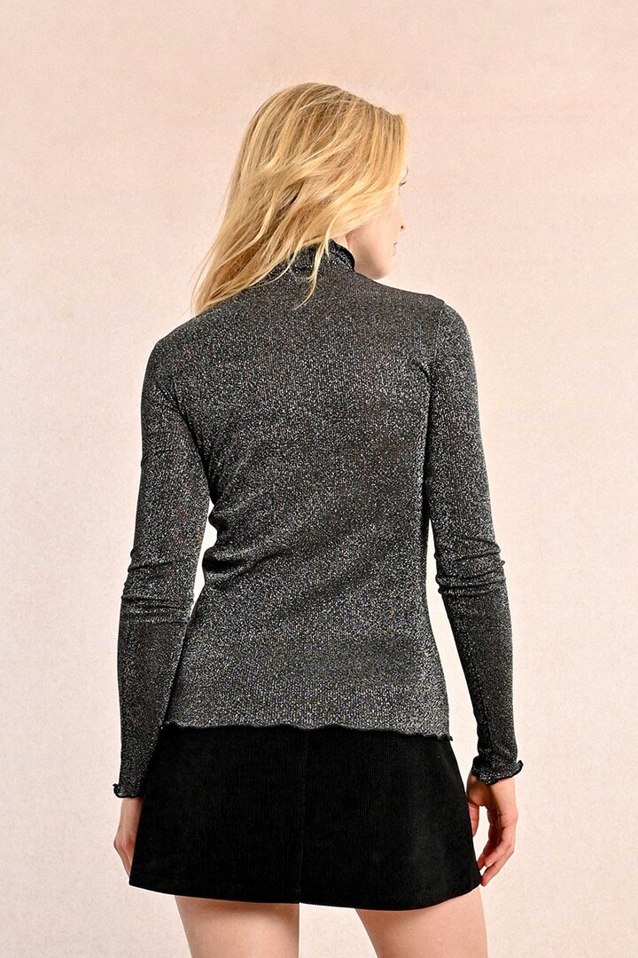 UNDER TURTLENECK SWEATER, RIBBED KNIT BLACK