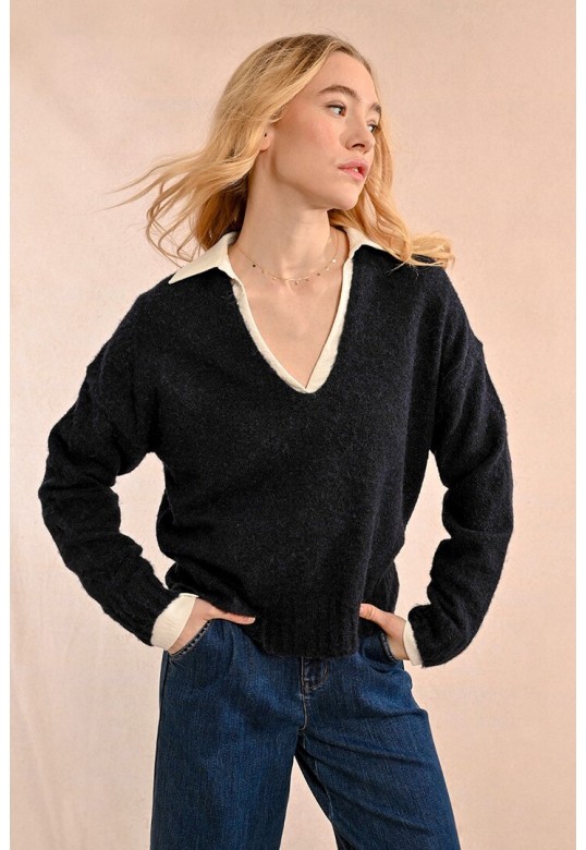 V-NECK SWEATER NAVY BLUE