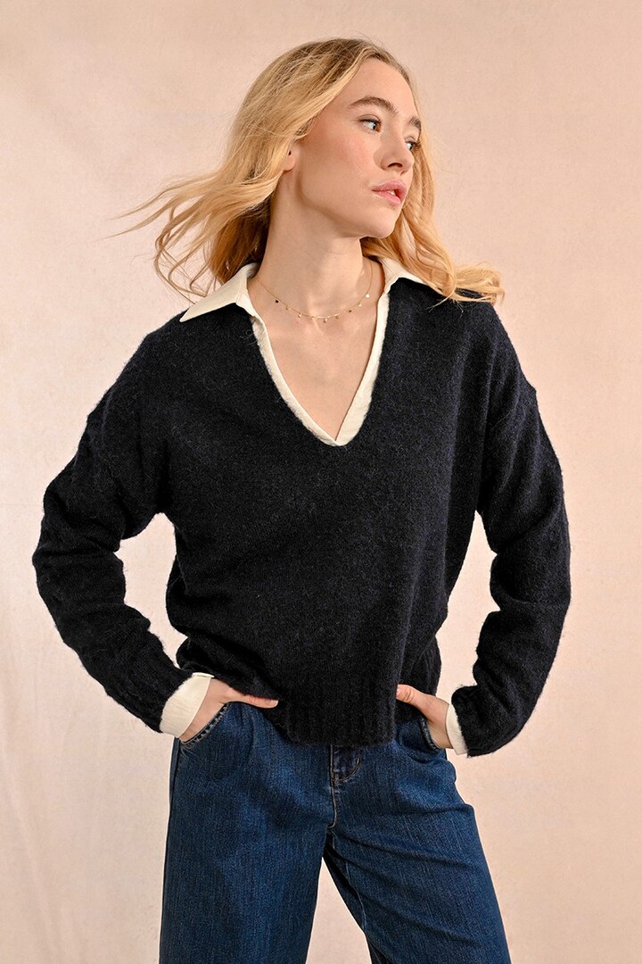 V-NECK SWEATER NAVY BLUE