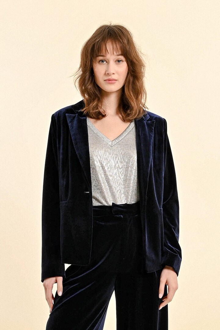 VELVET BLAZER NAVY BLUE