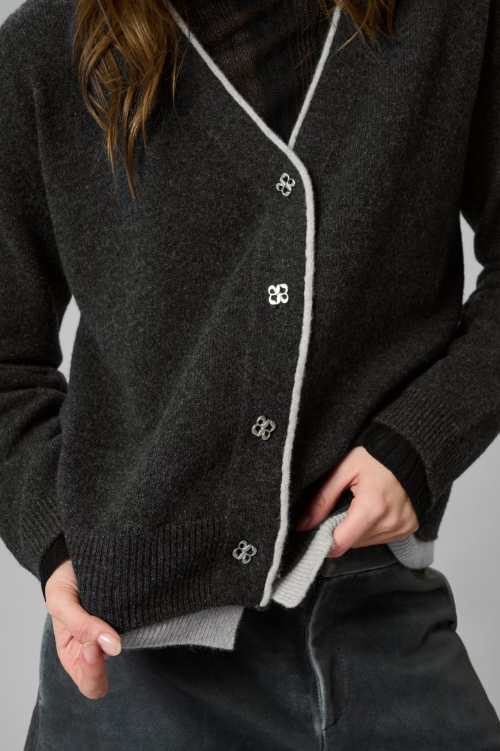 MWTracy Cardigan Dark Grey Melange