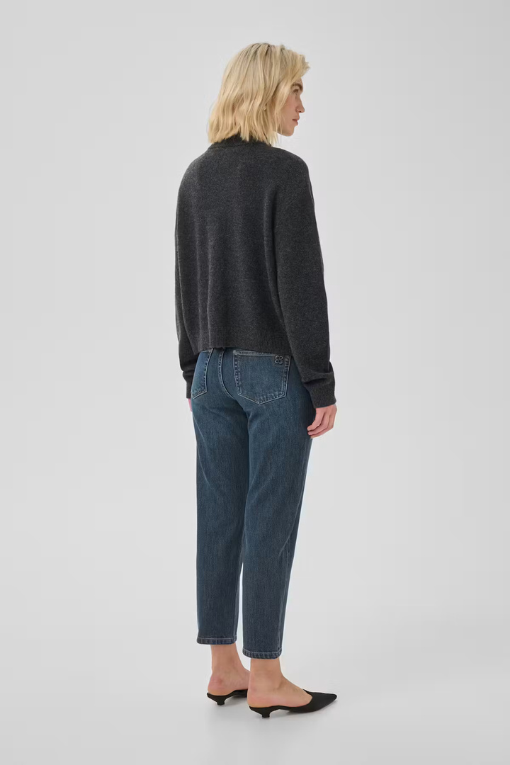 04 THE MOMMY HIGH TAPERED JEANS Dark Blue Retro Wash
