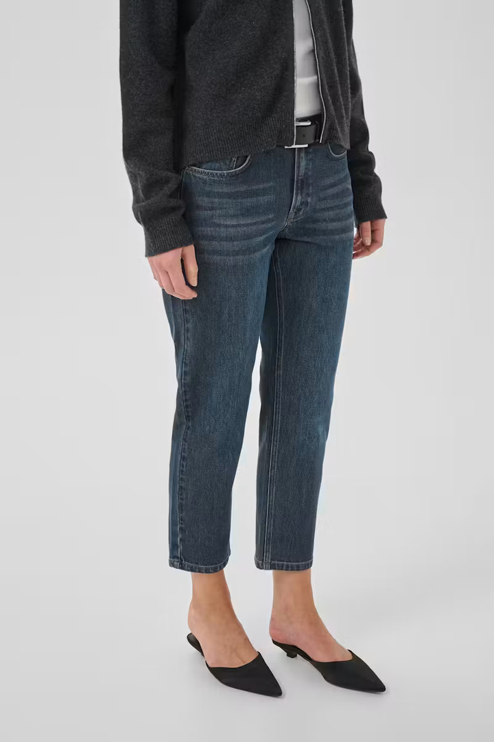 04 THE MOMMY HIGH TAPERED JEANS Dark Blue Retro Wash