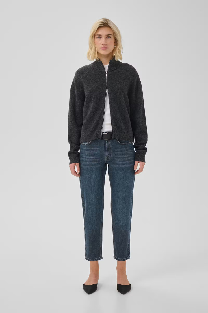 04 THE MOMMY HIGH TAPERED JEANS Dark Blue Retro Wash